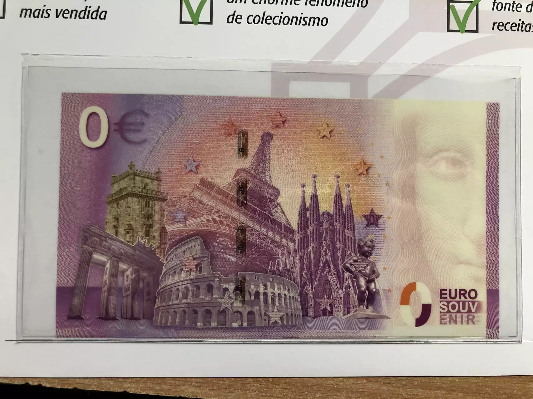 100x adhesive sleeve PVC 15cm x 8cm for Euro Souvenir note
