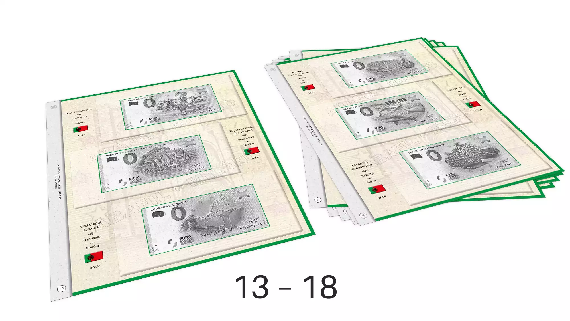 ABAFIL 6 sheets (1/2019) for 0€ Souvenir notes Portugal