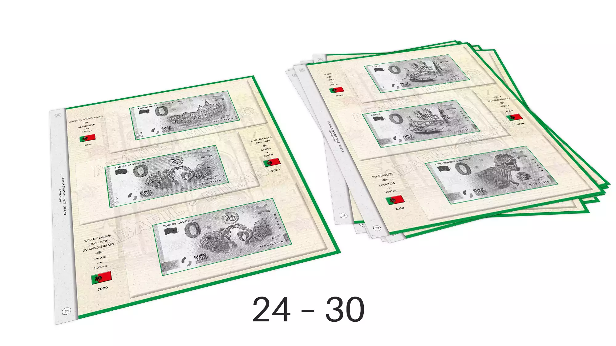 ABAFIL 7 sheets (1/2020) for 0€ Souvenir notes Portugal