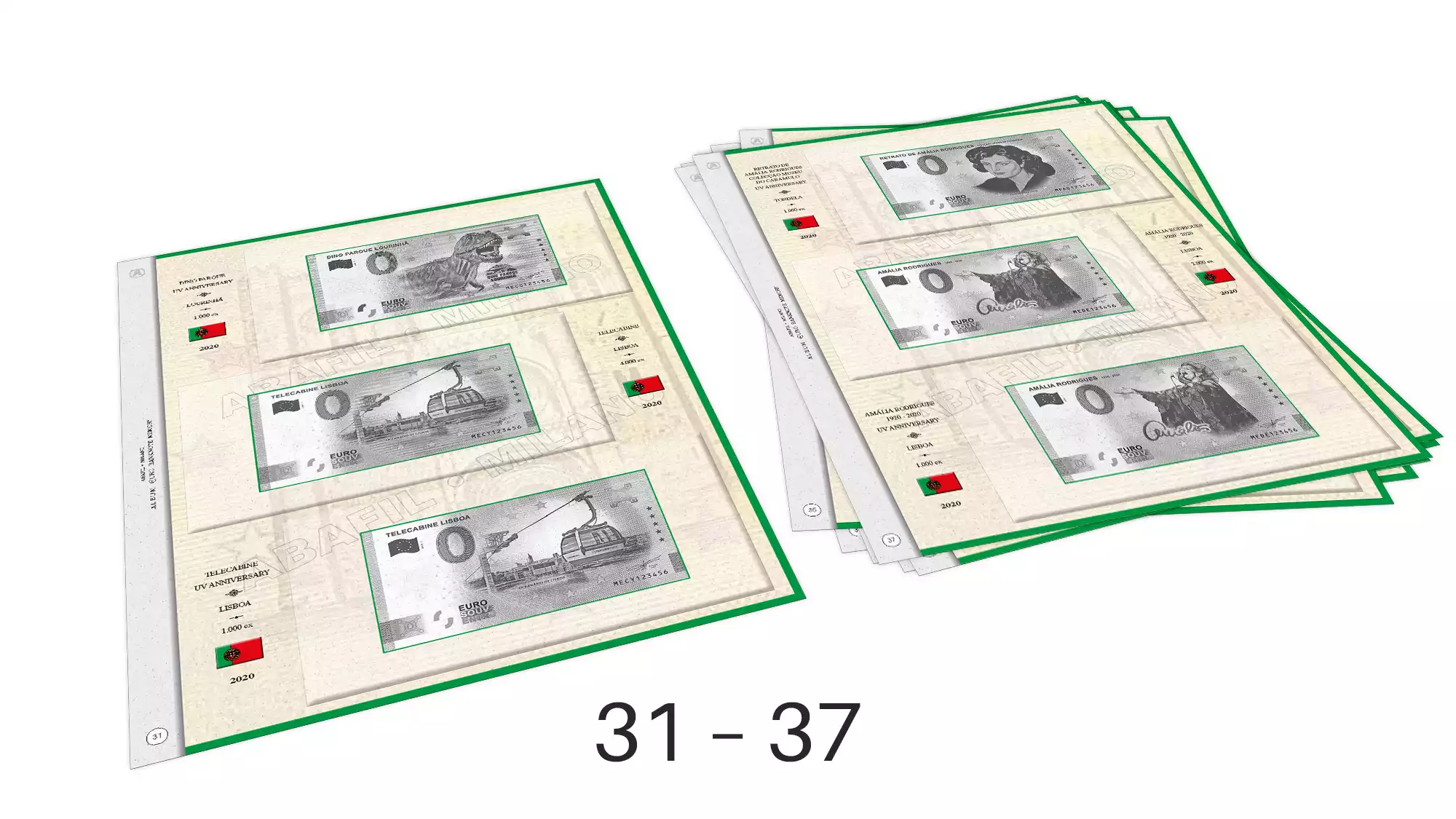 ABAFIL 7 sheets (2/2020) for 0€ Souvenir notes Portugal