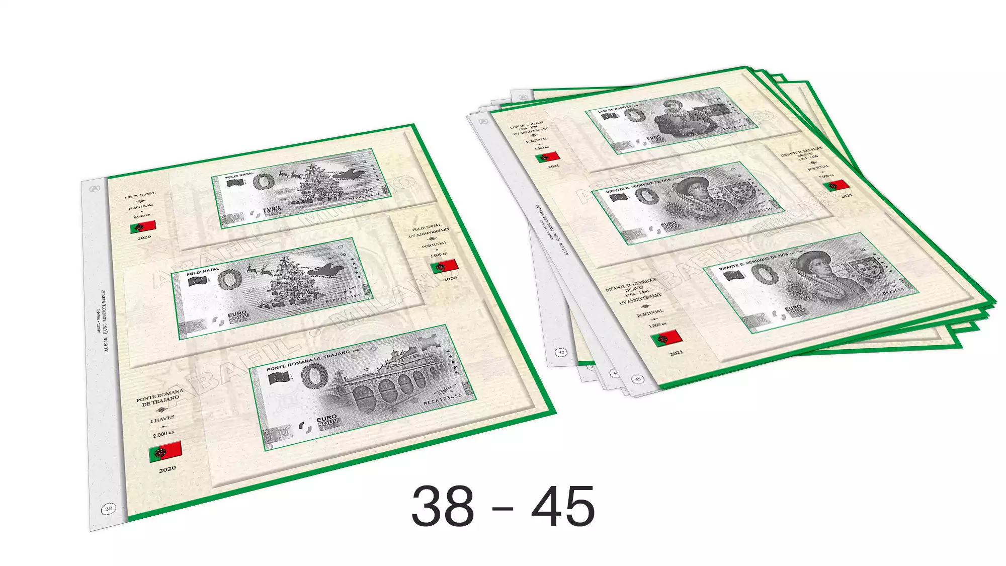 ABAFIL 8 folhas (1/2021) para notas Euro Souvenir Portugal