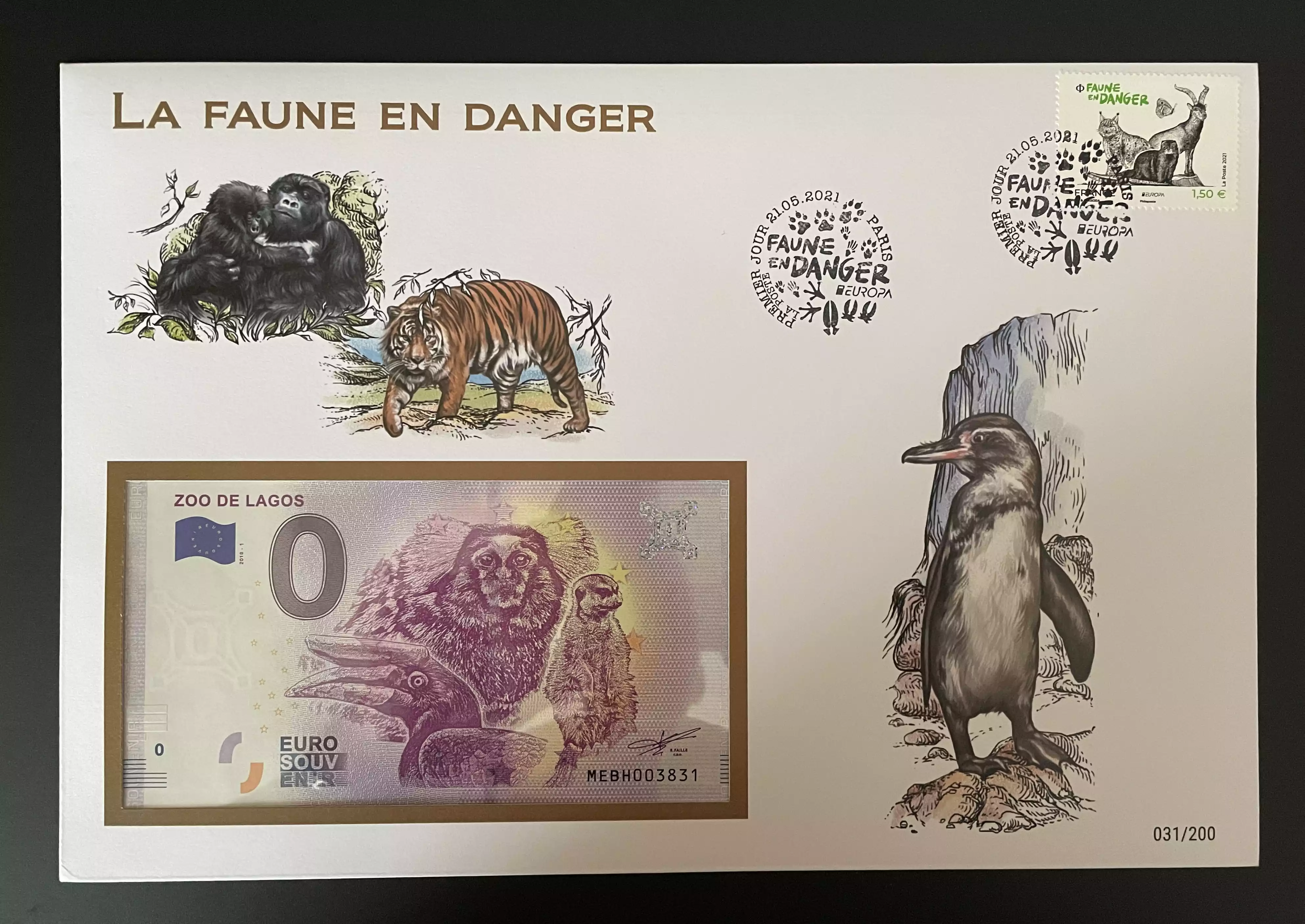 Official Euro Souvenir Cover - Gefährdete Fauna (Paris)