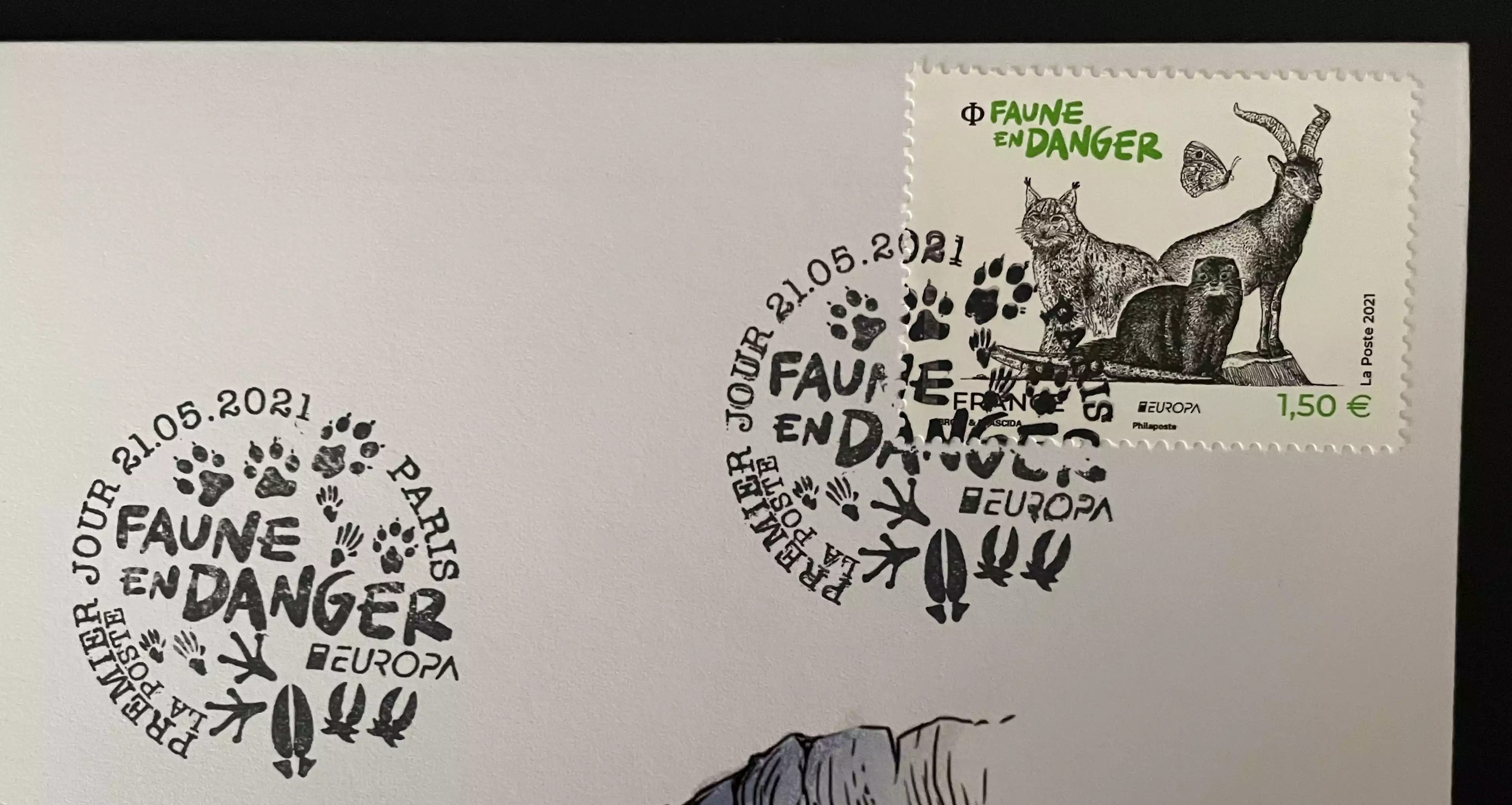Official Euro Souvenir Cover - Gefährdete Fauna (Paris)