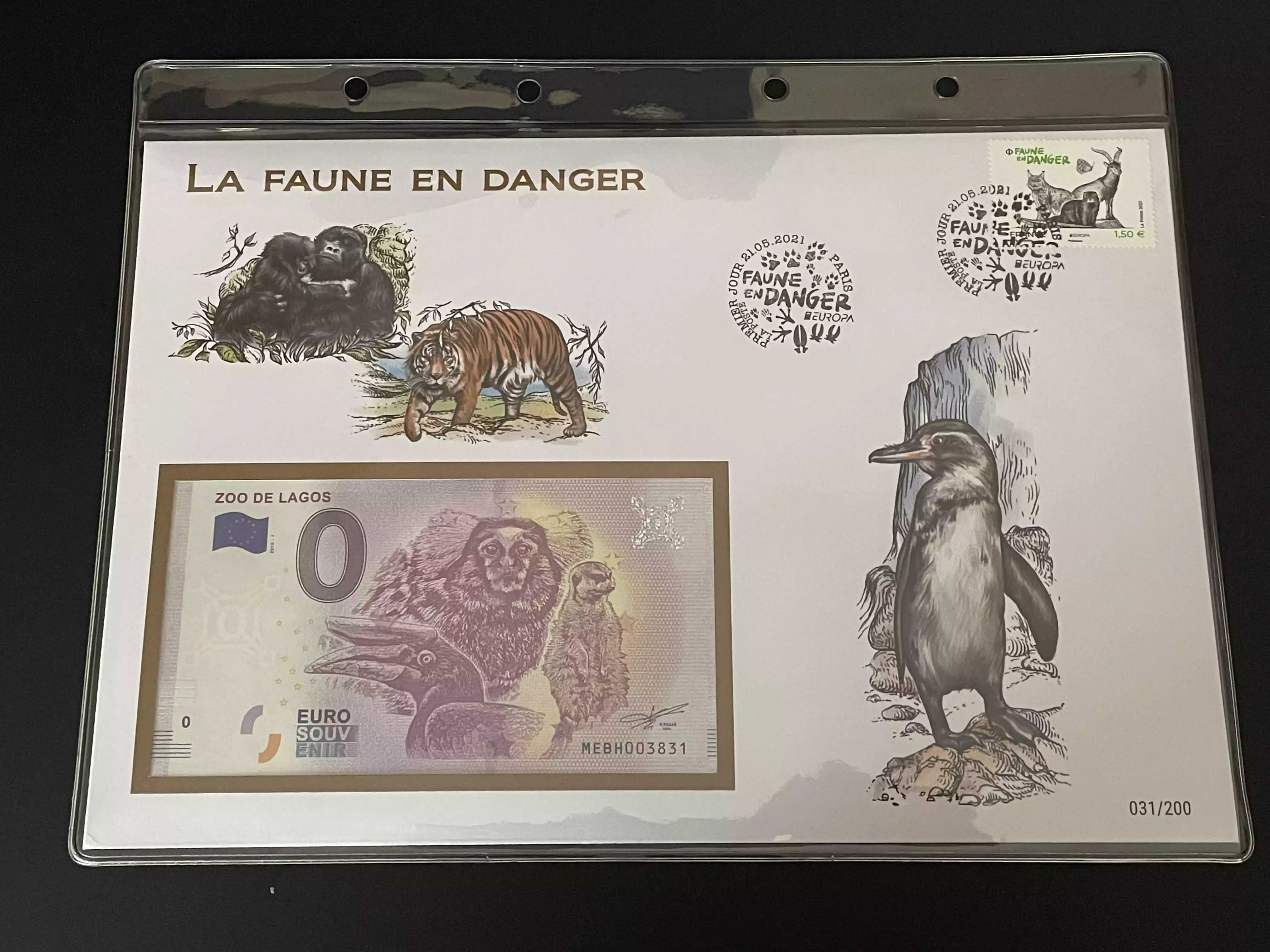 Official Euro Souvenir Cover - Gefährdete Fauna (Paris)