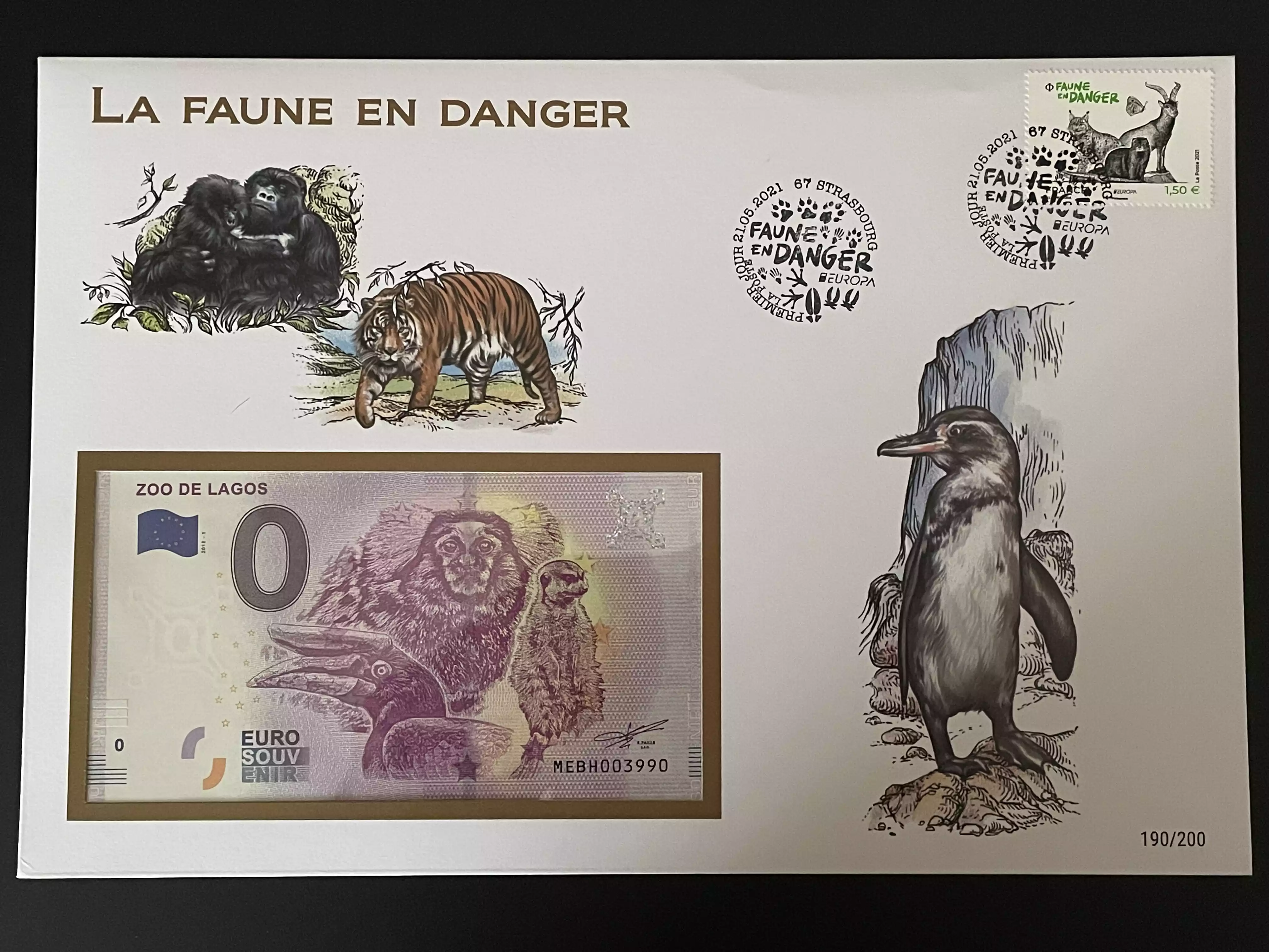 Official Euro Souvenir Cover - Gefährdete Fauna (Strasbourg)