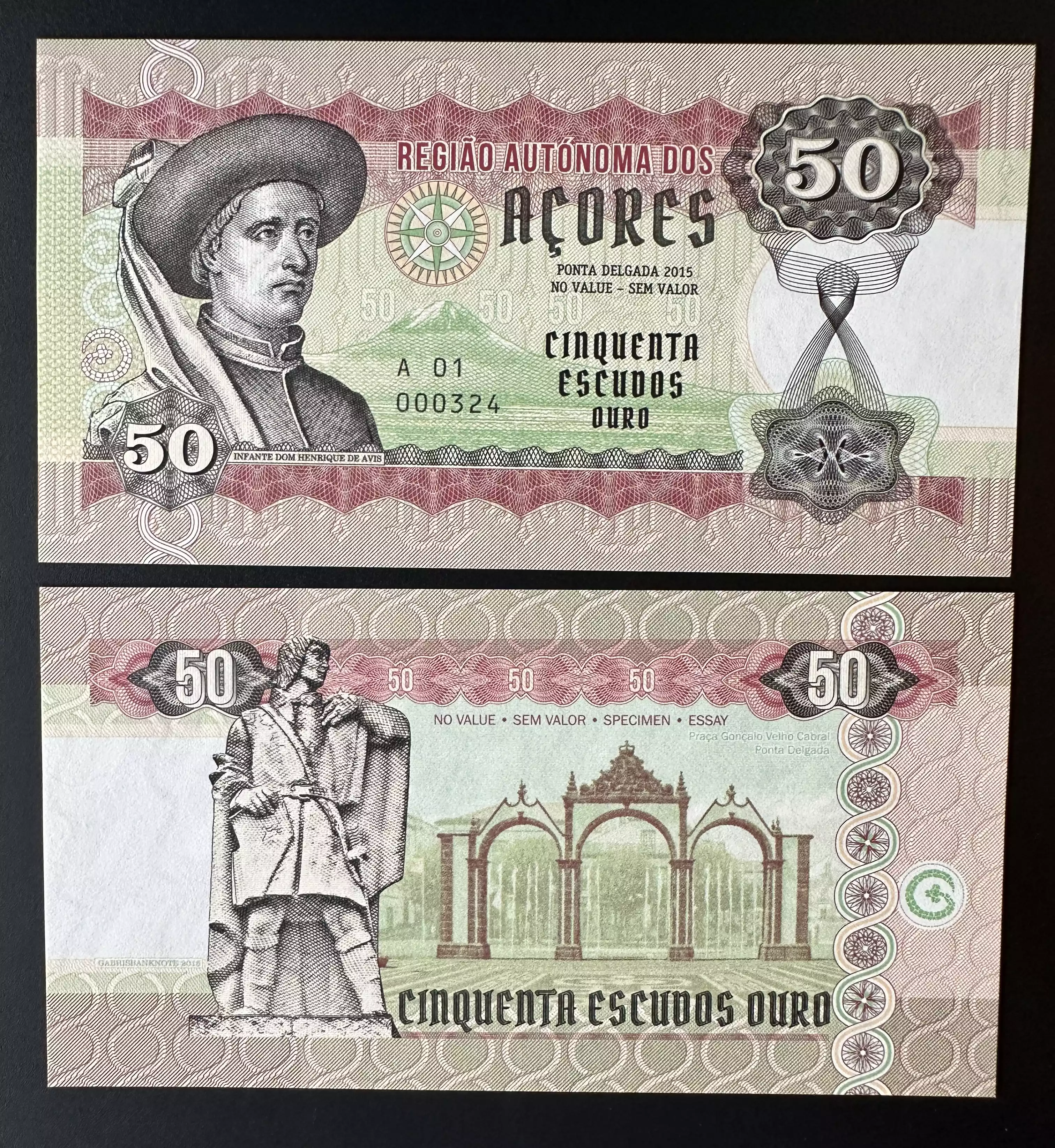 Matej Gabris 50 Escudos A 01 Infant Dom Henrique de Avis UNC ESSAY