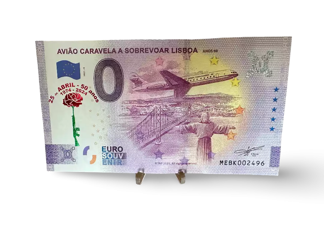 Avião Caravela sobrevoando Lisboa "25 de Abril 50 Anos 1974 - 2024" Gold